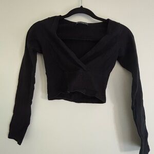 Brandy Melville Black Wrap Blouse